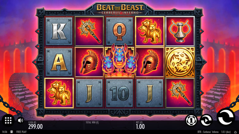 Cerberus symbol triggering free spins in the slot