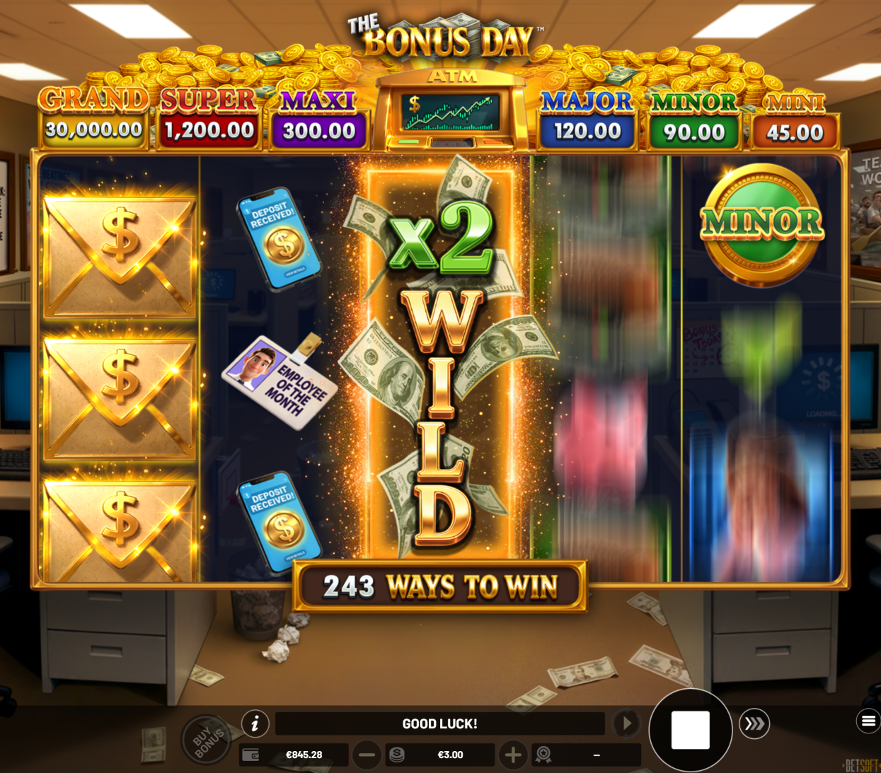 Player winning big on The Bonus Day