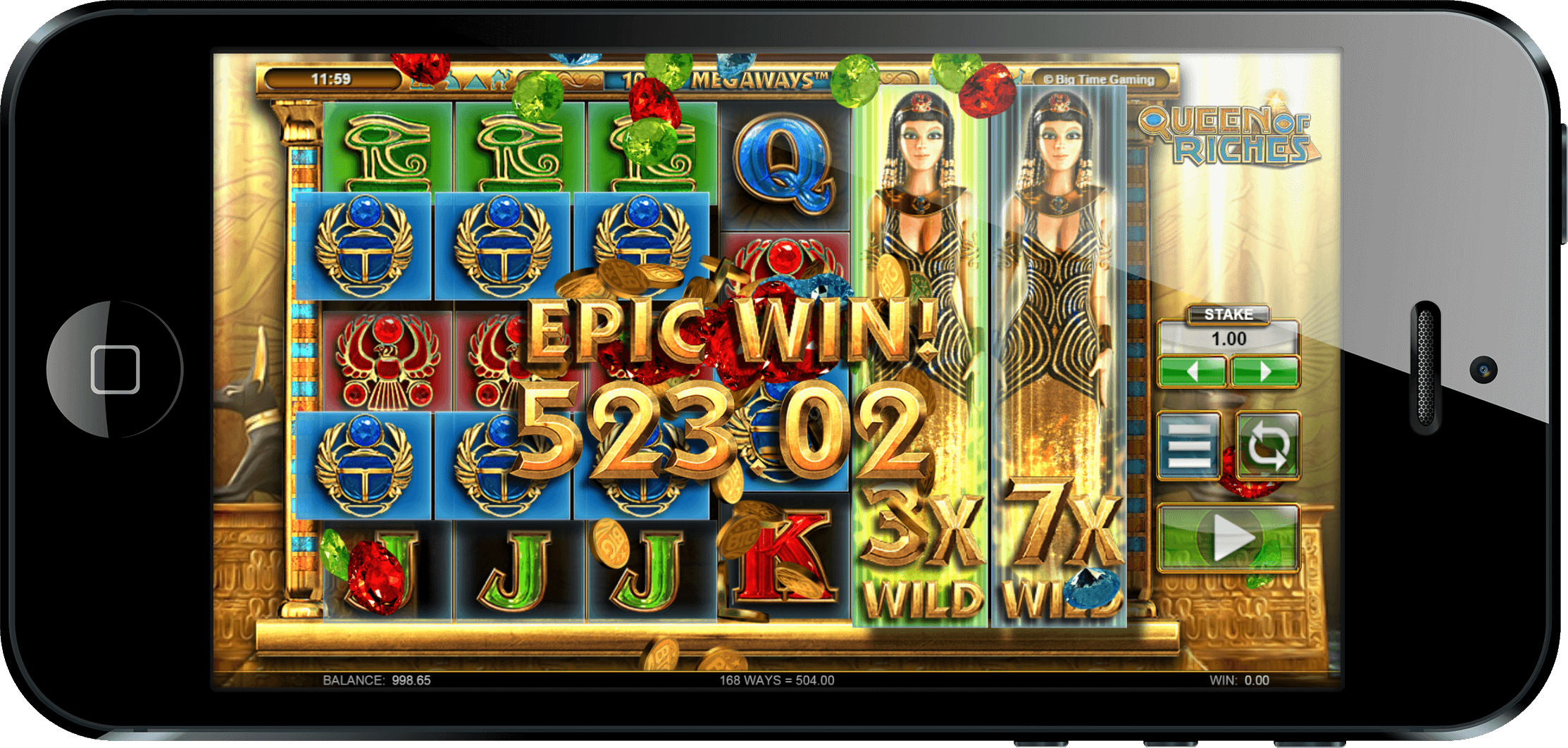 Queen of Riches slot game with expanding wilds
