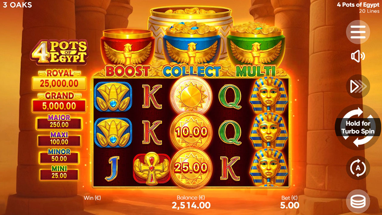 Winning spin on 4 Pots of Egypt: Bonus Wheel