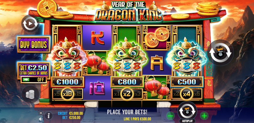 Year of the Dragon King slot game screen